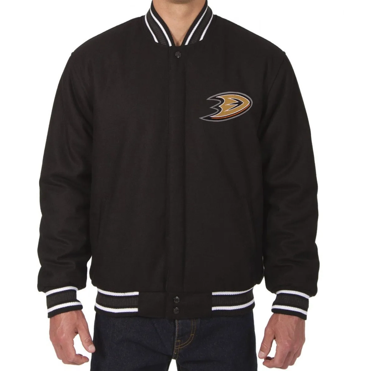 Anaheim ducks one color black wool jacket