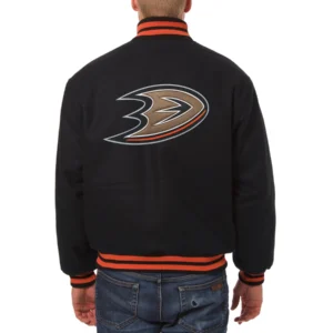 Anaheim ducks one color wool varsity jacket black 1 1