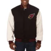 Arizona cardinals domestic two tone wool leather varsity jacket black white 1