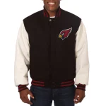 Arizona Cardinals  Two Tone Black Wool/Leather Jacket