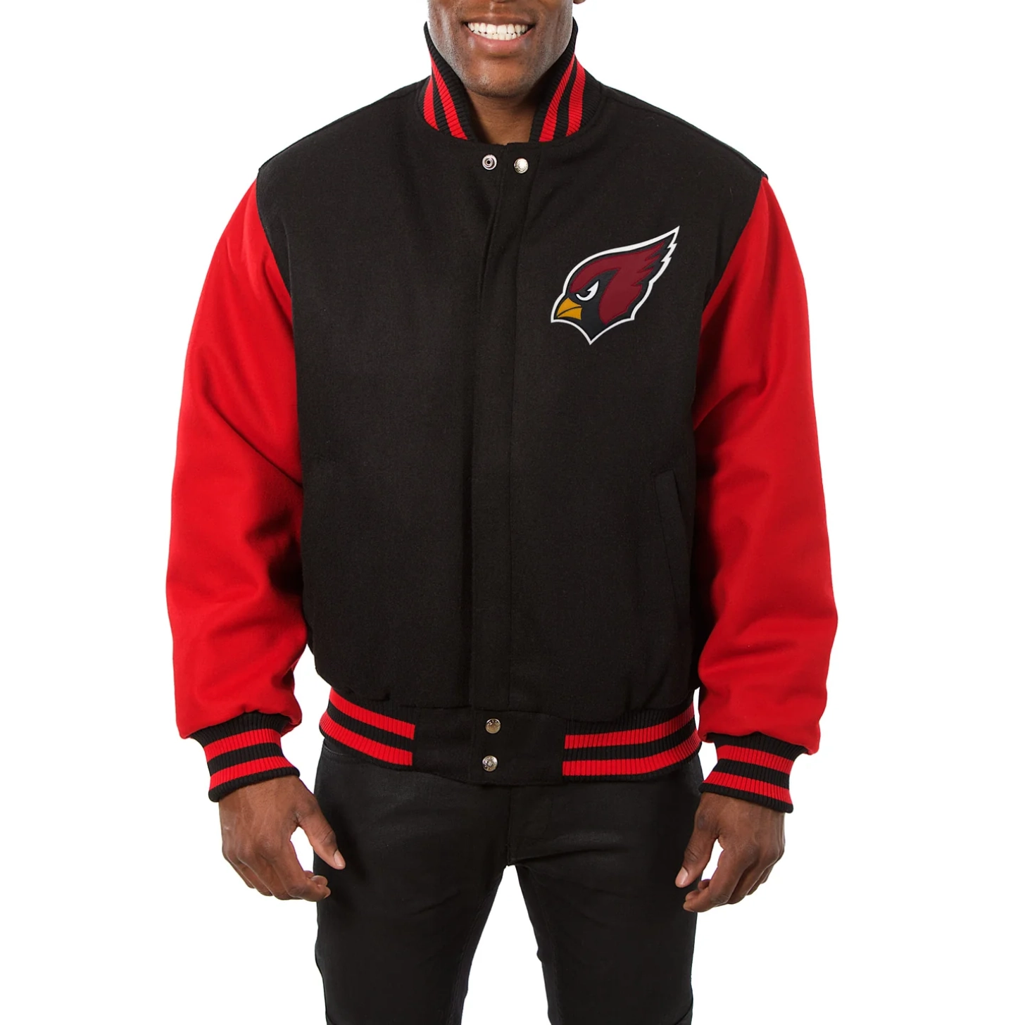 Arizona cardinals handmade wool varsity jacket black red 1