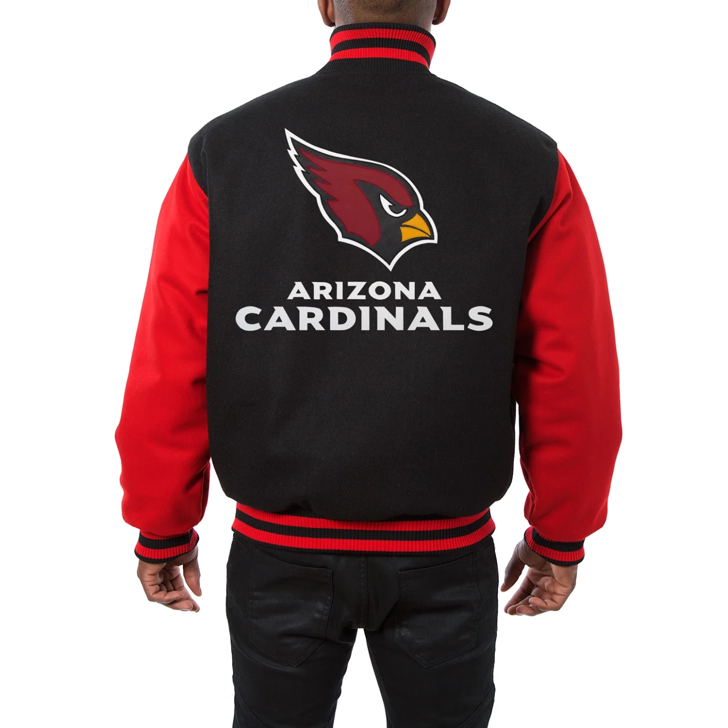 Arizona cardinals handmade wool varsity jacket black red 2