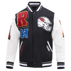 Arizona cardinals mashup wool leather varsity jacket blackwhite 1 1