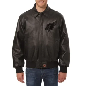 Arizona cardinals tonal full leather bomber jacket black 1