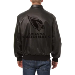 Arizona cardinals tonal full leather bomber jacket black 2