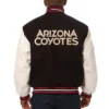 Arizona coyotes domestic two tone wool and leather jacket black white 2
