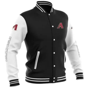Arizona diamondbacks baseball full snap black wool varsity jacket 1