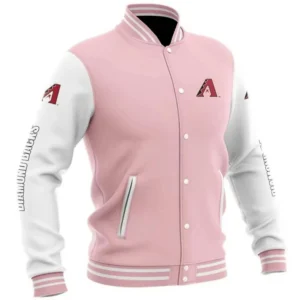 Arizona diamondbacks baseball team players wool varsity jacket pink white 1