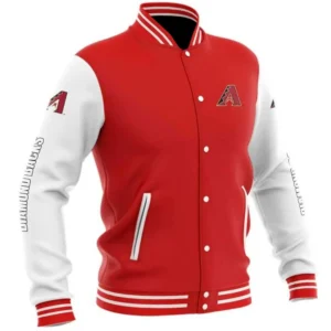 Arizona diamondbacks full snap wool varsity jacket red white 1