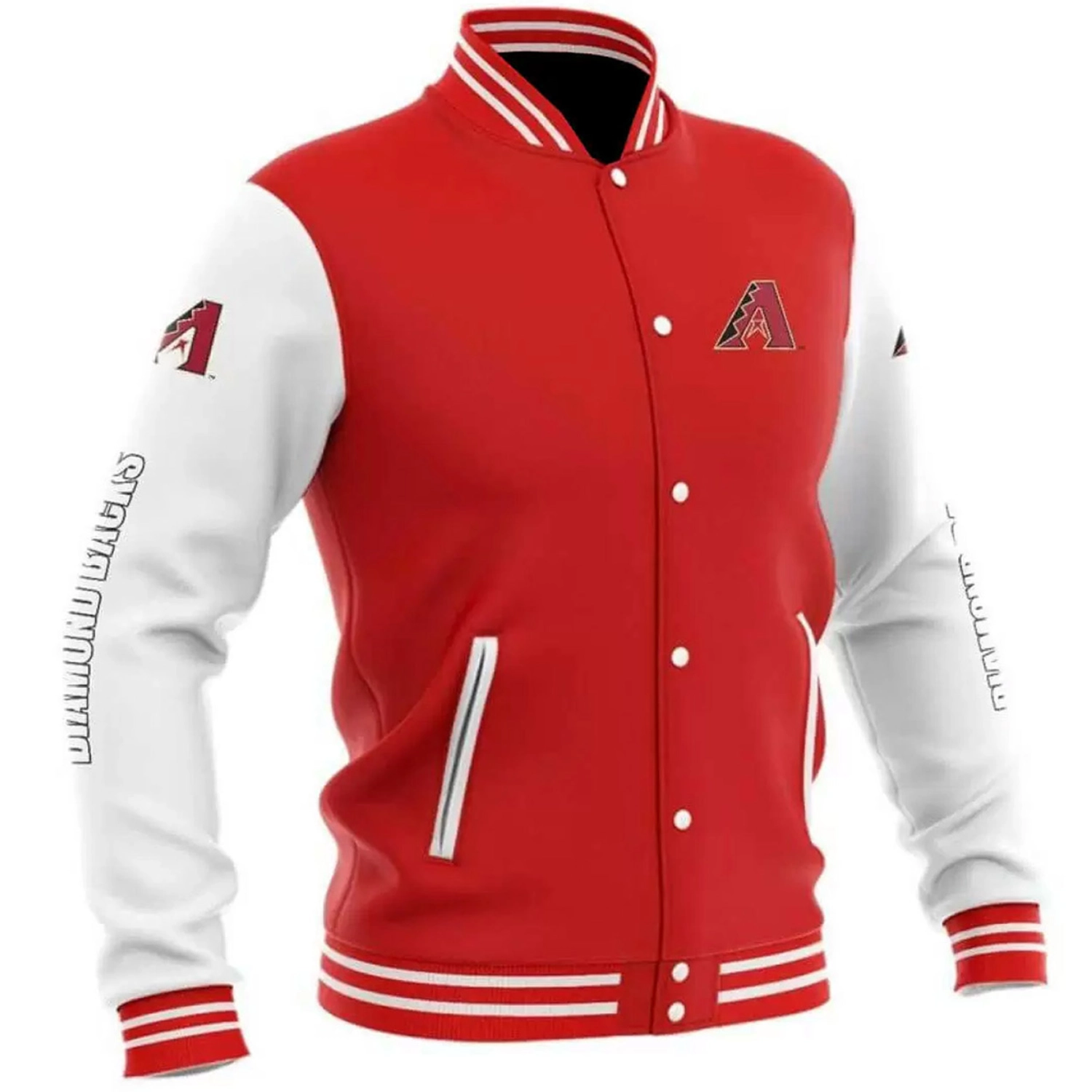 Arizona diamondbacks full snap wool varsity jacket red white 1