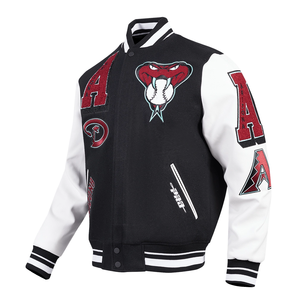 Arizona diamondbacks mashup wool leather varsity jacket black white 2