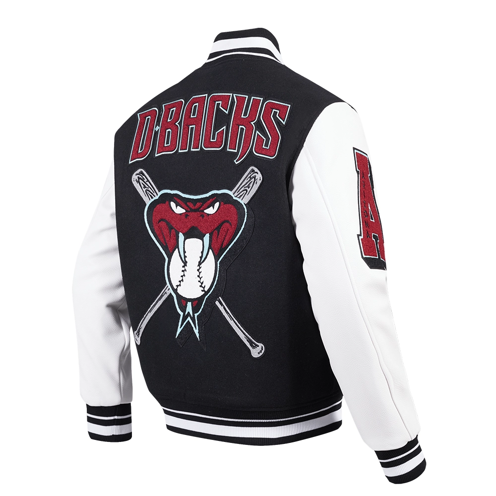 Arizona diamondbacks mashup wool leather varsity jacket black white 3