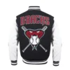 Arizona diamondbacks mashup wool leather varsity jacket black white 4