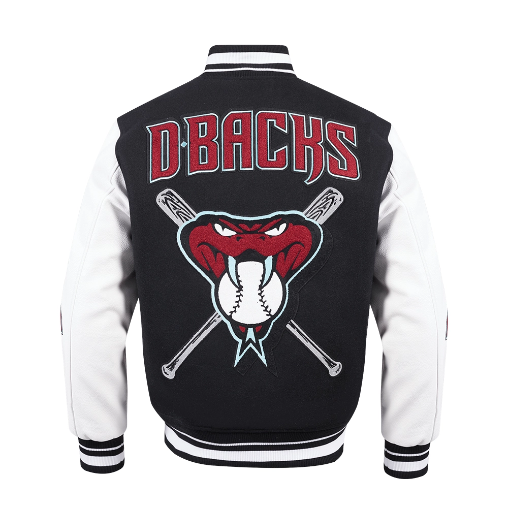 Arizona diamondbacks mashup wool leather varsity jacket black white 4