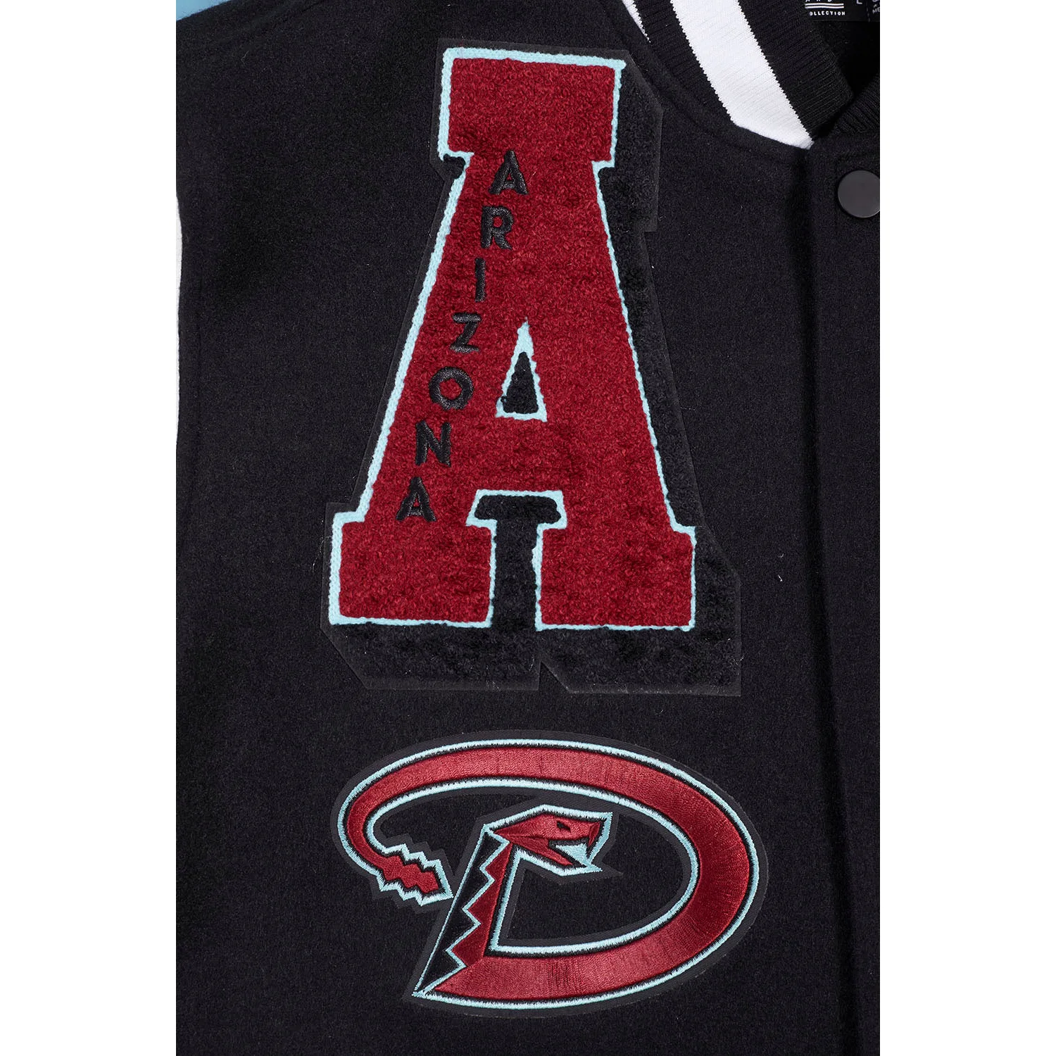 Arizona diamondbacks mashup wool leather varsity jacket black white 5
