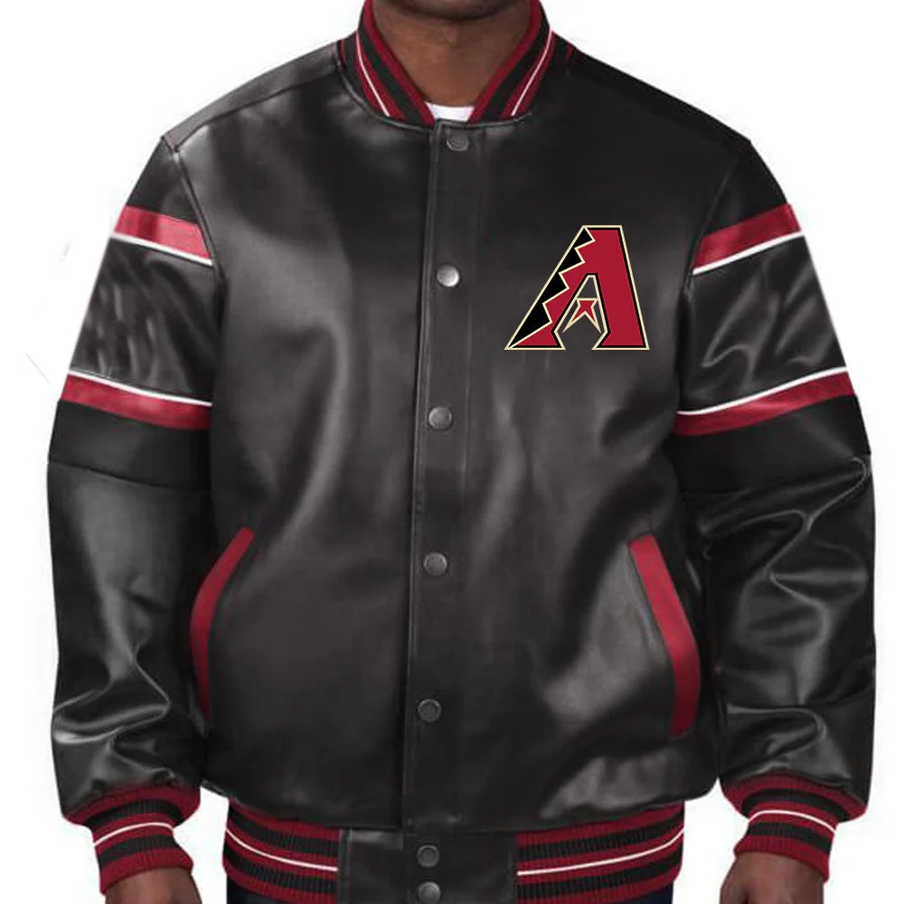 Arizona diamondbacks multicolor black leather bomber jacket
