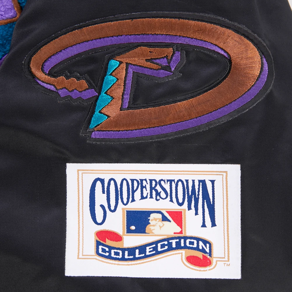 Arizona diamondbacks retro classic full snap satin varsity jacket black 1