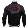 Arizona diamondbacks retro classic full snap satin varsity jacket black 5