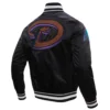 Arizona diamondbacks retro classic full snap satin varsity jacket black 6
