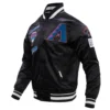 Arizona diamondbacks retro classic full snap satin varsity jacket black 7