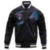 Arizona diamondbacks retro classic full snap satin varsity jacket black 8