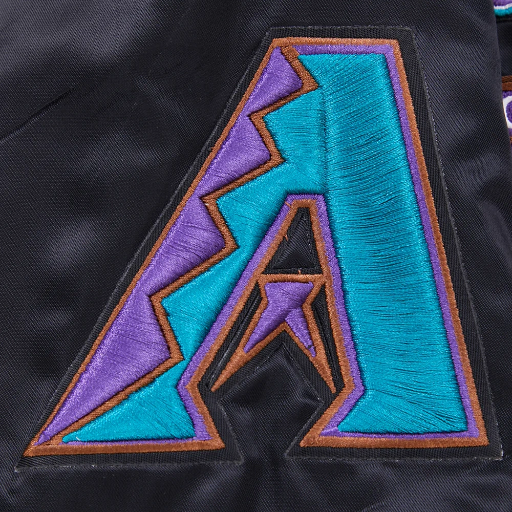 Arizona diamondbacks retro classic full snap satin varsity jacket black