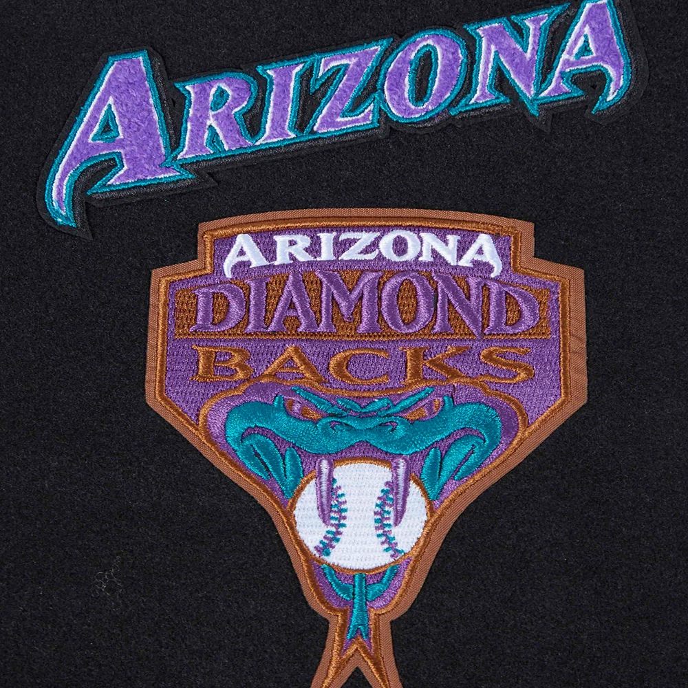 Arizona diamondbacks retro classic womens wool leather varsity jacket black white 5