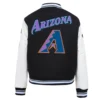 Arizona diamondbacks retro classic womens wool leather varsity jacket black white 7