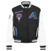 Arizona diamondbacks retro classic womens wool leather varsity jacket black white 9
