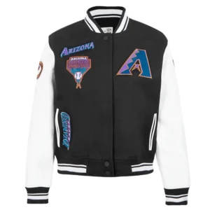 Arizona diamondbacks retro classic womens wool leather varsity jacket black white 9