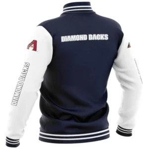 Arizona diamondbacks rib knitted full snap wool varsity jacket blue white 1 1