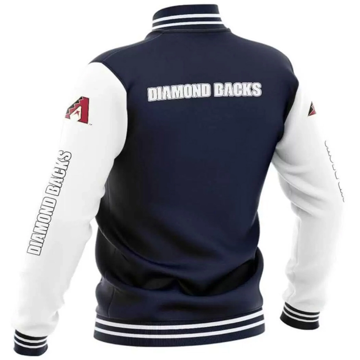 Arizona diamondbacks rib knitted full snap wool varsity jacket blue white 1 1