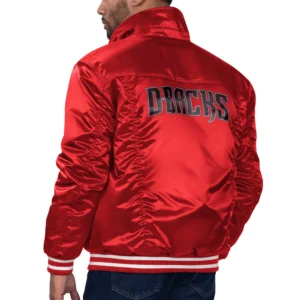 Arizona diamondbacks silver tab satin trucker varsity jacket red 1 1