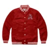 Arkansas razorbacks mens crimson track red satin varsity jacket 1