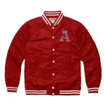 Arkansas Razorbacks Crimson Track Red Logo Satin Jacket