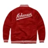Arkansas razorbacks mens crimson track red satin varsity jacket 2