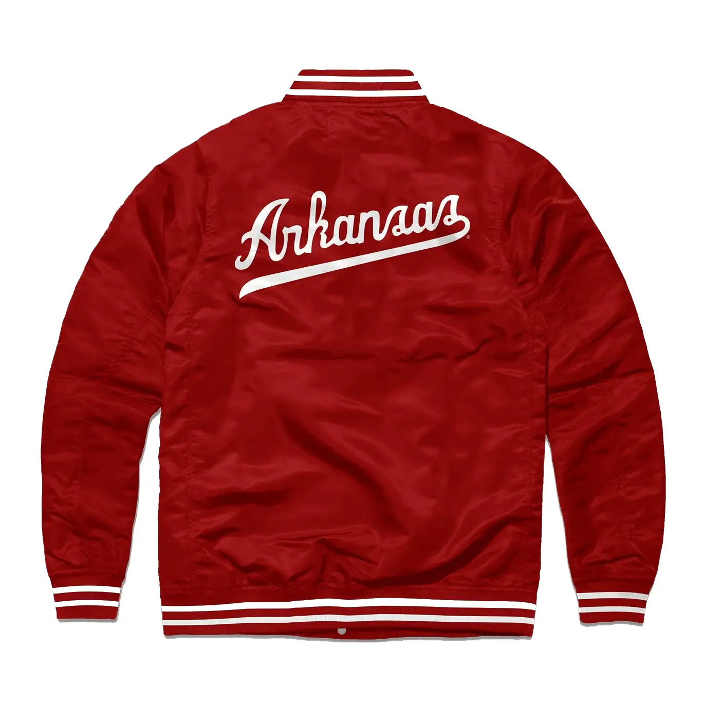 Arkansas razorbacks mens crimson track red satin varsity jacket 2