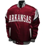 Arkansas Razorbacks Power Full-Snap Red Satin Jacket