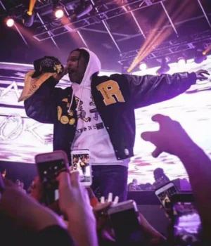Asap rocky flacko testing in progress awge letterman jacket