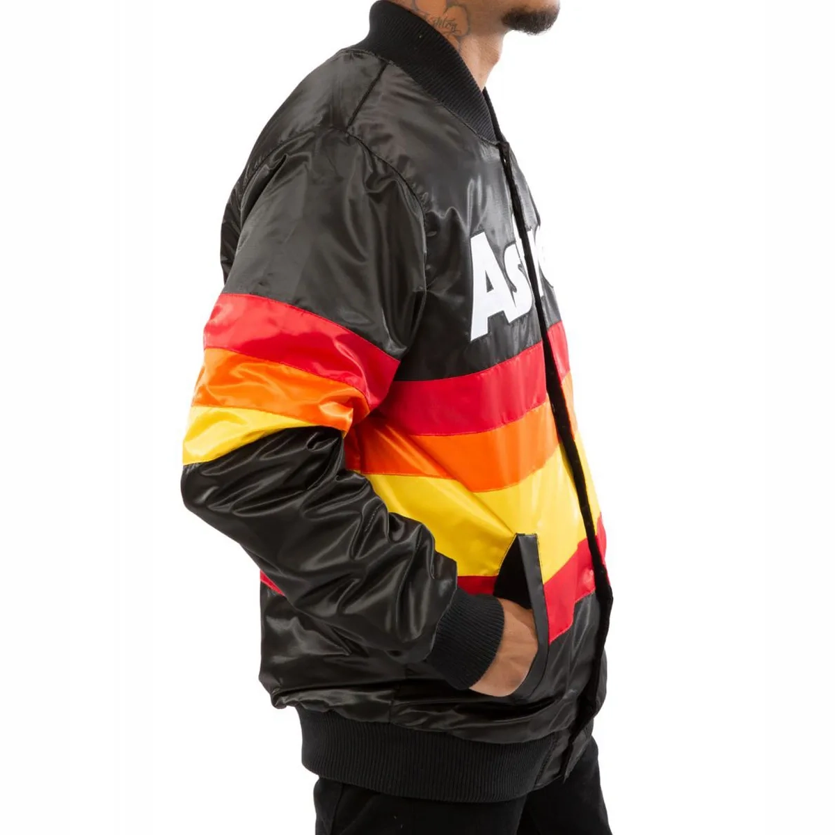 Astros houston black full snap satin jacket