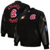 Atlanta braves blackout black wool leather varsity jacket 2