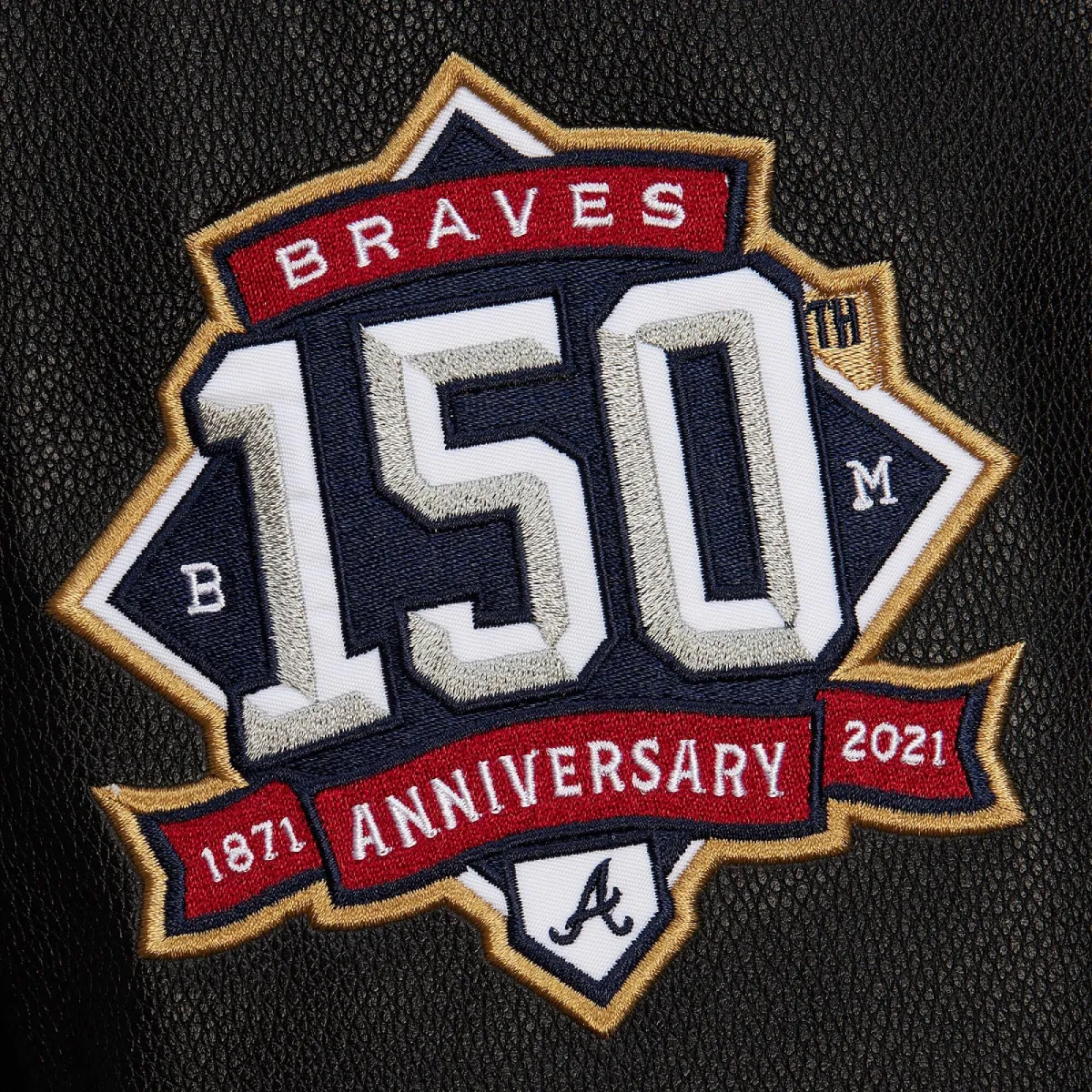Atlanta braves blackout black wool leather varsity jacket 7