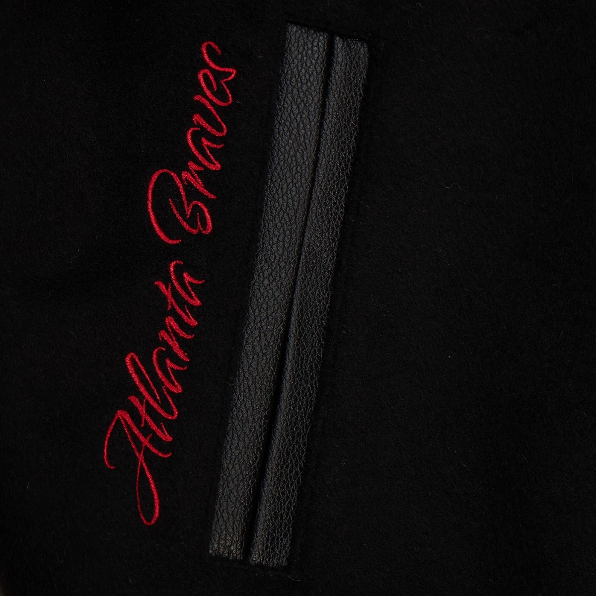 Atlanta braves blackout black wool leather varsity jacket 8