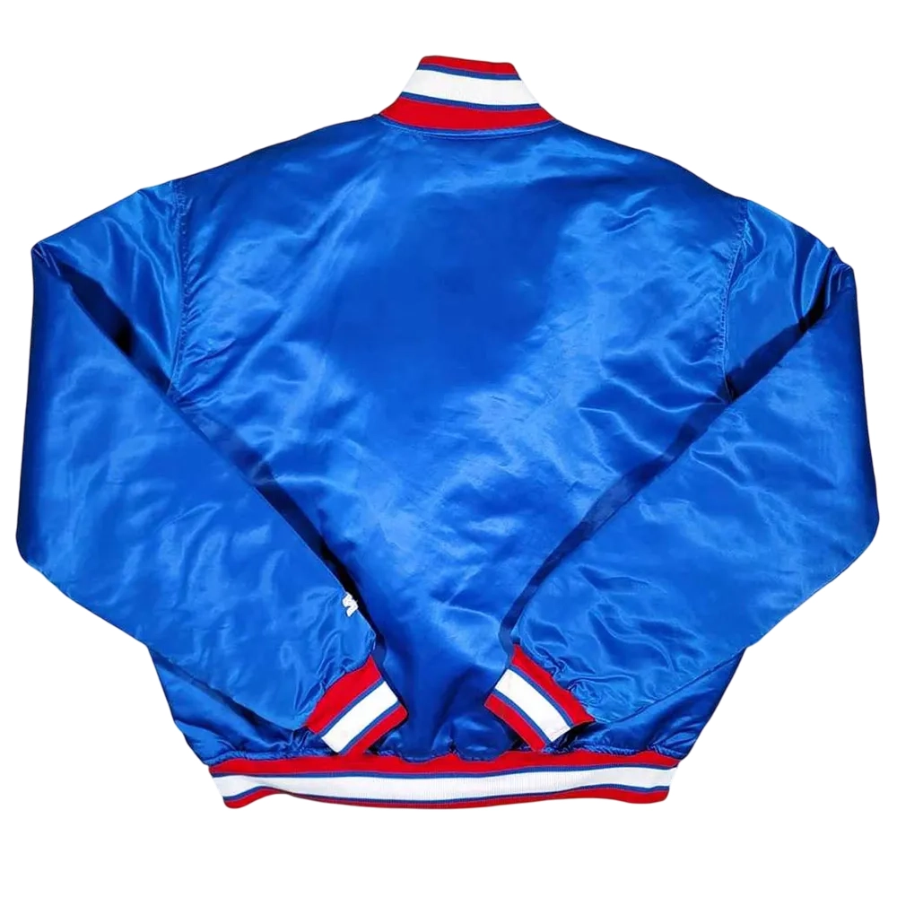 Atlanta braves blue satin bomber varsity jacket 1