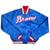 Atlanta braves blue satin bomber varsity jacket