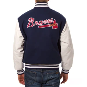 Atlanta braves domestic two tone wool leather jacket navywhite 01 1