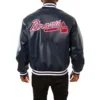 Atlanta braves full real leather varsity jacket navy 2