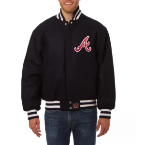 Atlanta braves handcrafted logo wool jacket navy 1