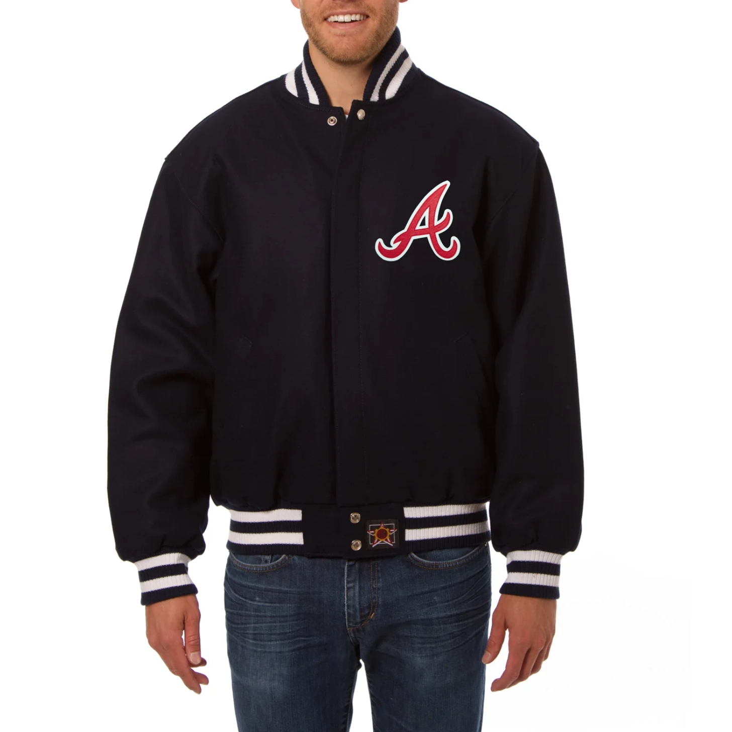 Atlanta braves handcrafted logo wool jacket navy 1