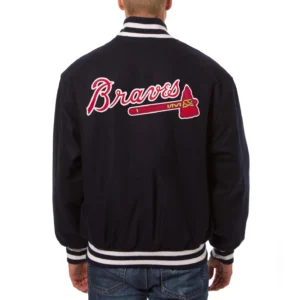 Atlanta braves handcrafted logo wool jacket navy 2